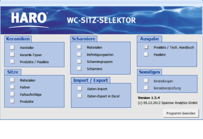 Haro WC Seats Selector